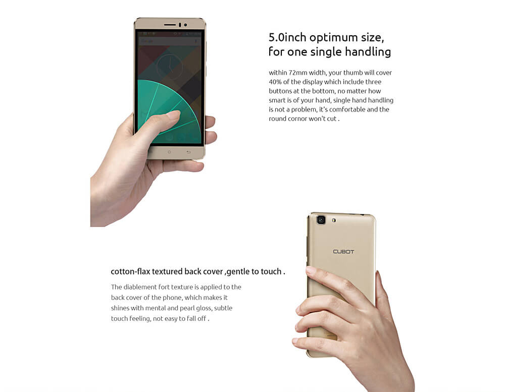 [HK Stock]CUBOT RAINBOW 5.0inch HD Screen 3G Android 6.0 OS Smartphone MT6580 Quad Core 1.3GHz 1GB RAM 16GB ROM 13.0MP Camera OTG Google Play - Black