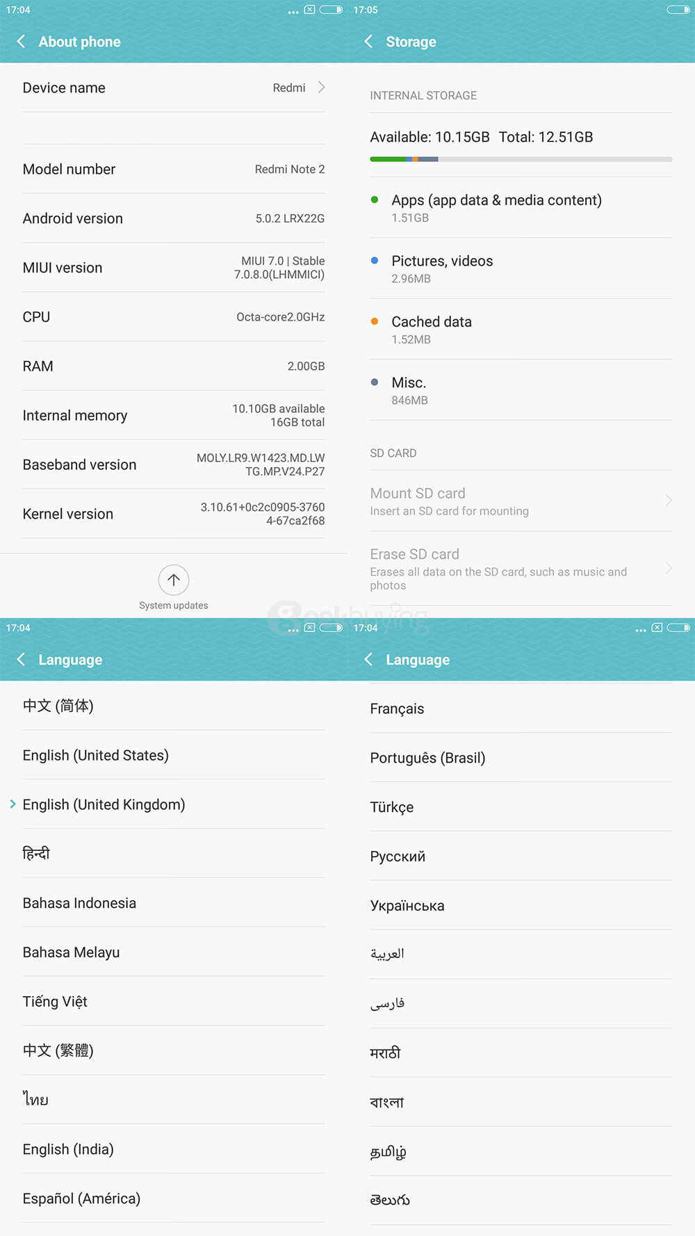 Xiaomi Redmi Note 2 Standard 4G Smartphone 5.5 Inch FHD Screen 2GB 16GB 64bit Helio X10 Octa Core 3060mAh 13.0MP - Gray