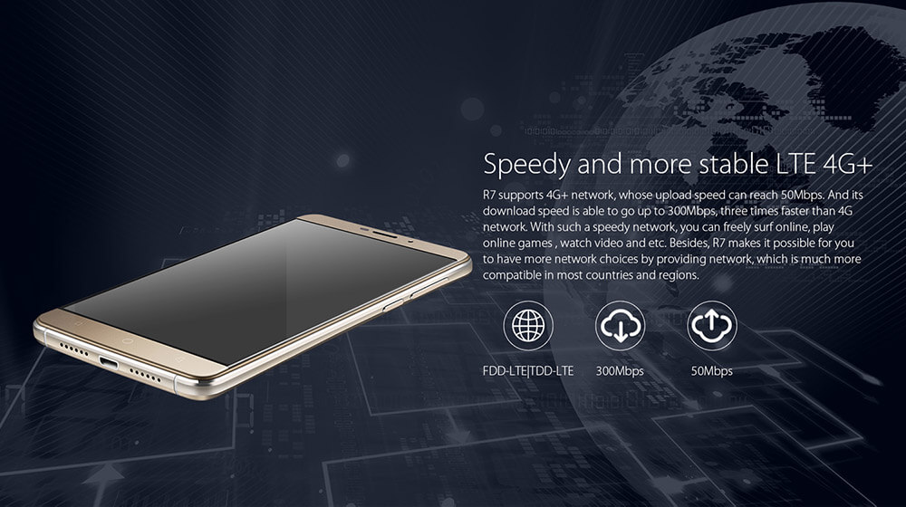 [HK Stock]Blackview R7 5.5inch FHD 4G LTE Android 6.0 MTK6755 Smartphone Octa core 2.0GHz 4GB RAM 32GB ROM 8.0MP+13.0MP Touch ID NFC Fast Charge - Gold
