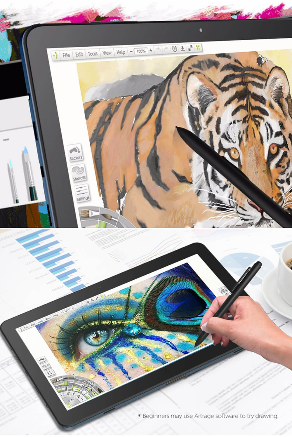 [Package C] Cube i7 Book 2 In 1 Type-C Stylus Tablet + Cube CDK09 Suction Docking Keyboard + Cube CEP01 WACOM Stylus