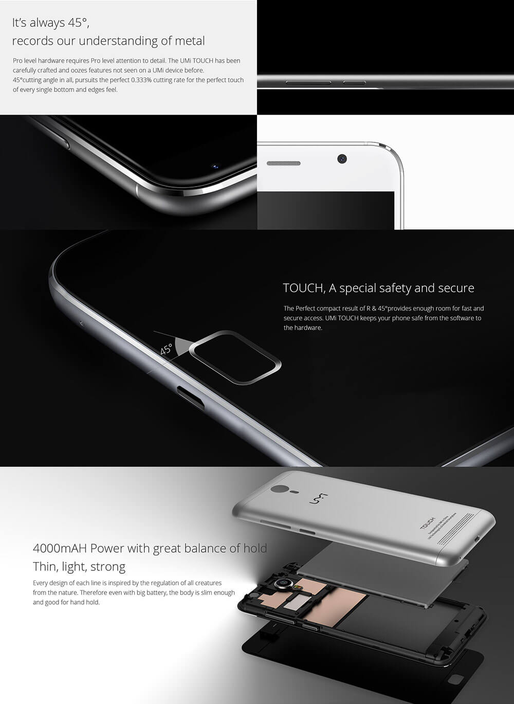 [HK Stock] UMI TOUCH 5.5inch 2.5D LTPS FHD Android 6.0 4G LTE Smartphone(Gray) + Back Case(White) + Tempered Glass Screen Protector