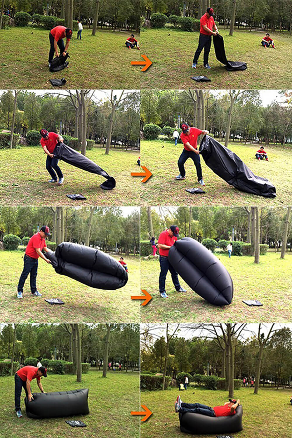 Inflatable Folding Sleeping Bag Camping Sofa Portable Beach Nylon Lazy Chair - Neon Green