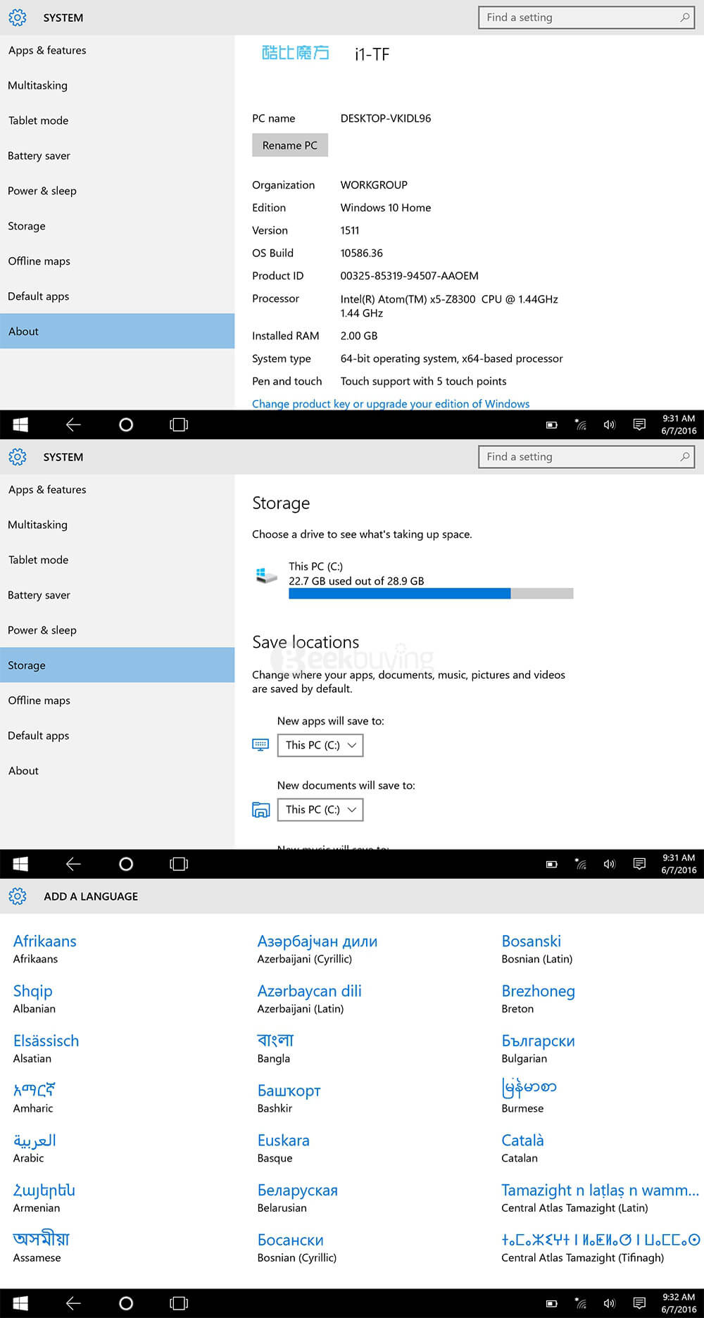 Cube iWork8 Air Tablet 8 inch Intel Cherry Trail Z8300 Dual OS Windows 10 + Android 5.1 2GB/32GB Quad Core 1.84Ghz IPS 1920*1200 - White