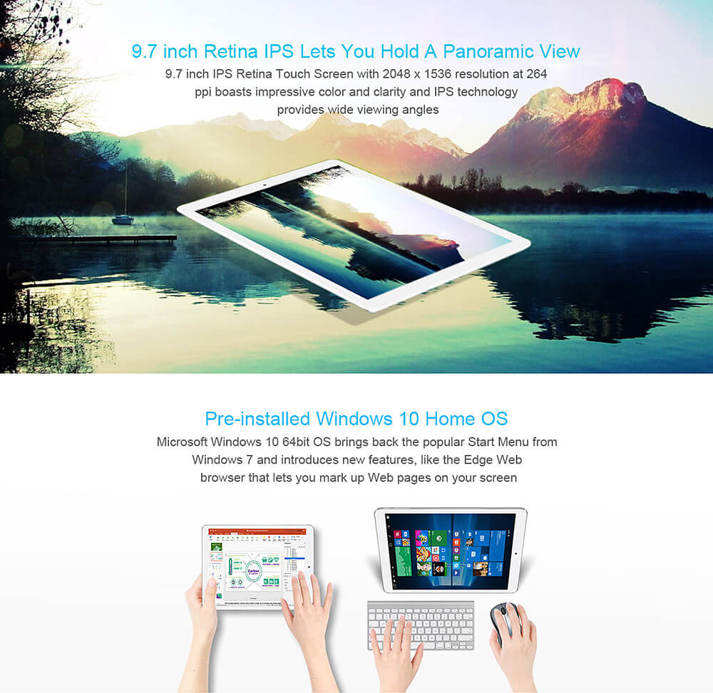 Teclast X98 Plus II 2in1 Tablet Intel Cherry Trail Z8300 9.7 inch Dual OS Windows 10 + Android 5.1 4GB/64GB Quad Core 1.84GHz IPS Retina 2048*1536 Screen - Gray