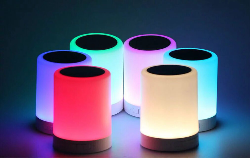 YM-388 Hands-free Touch Lamp Bluetooth Speaker Box 6 Colors LED Light Wireless Music Player Support TF Card - White