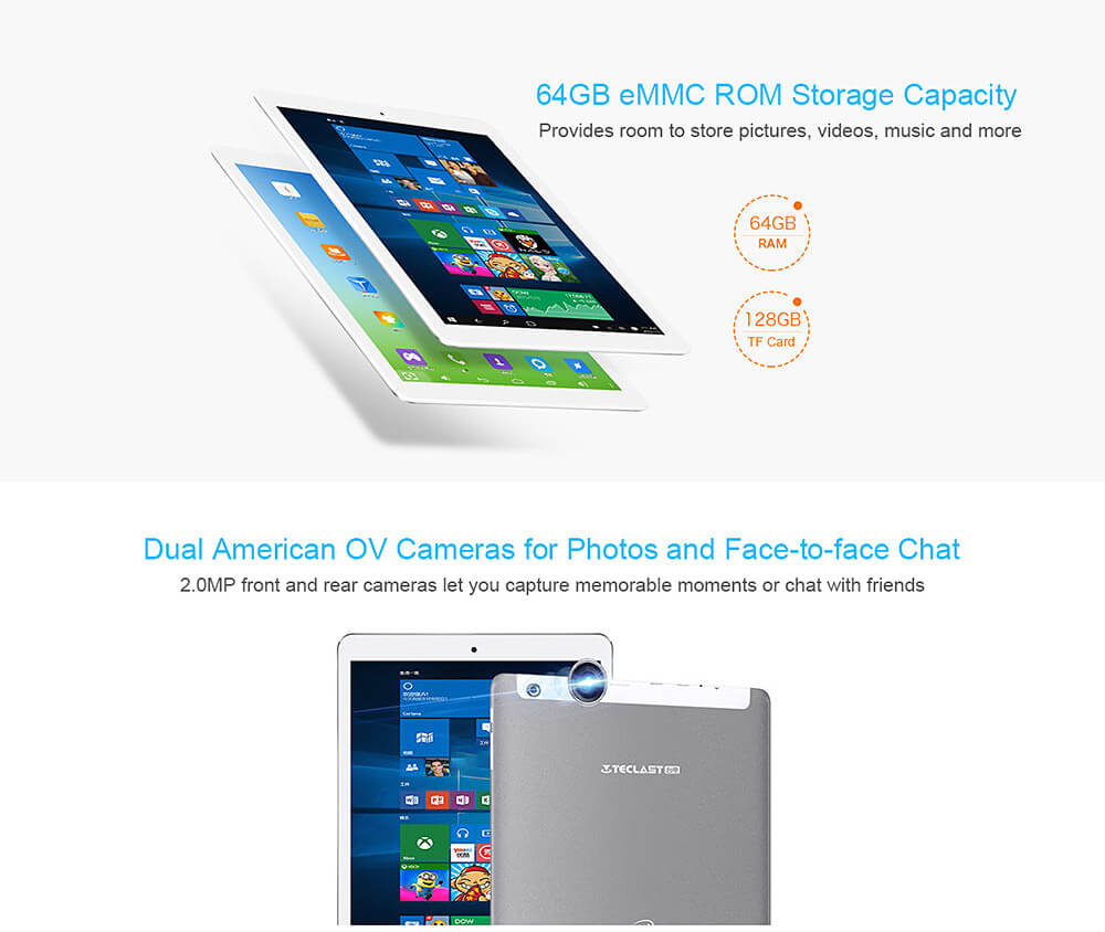 Teclast X98 Plus II 2in1 Tablet Intel Cherry Trail Z8300 9.7 inch Dual OS Windows 10 + Android 5.1 4GB/64GB Quad Core 1.84GHz IPS Retina 2048*1536 Screen - Gray