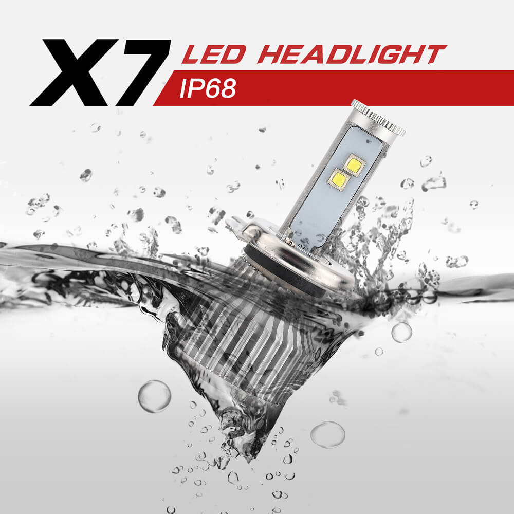 X7 H4-6000K-A 60W 4800LM LED Car Headlight Kit IP68 Auto Lighting System Car LED Bulb
