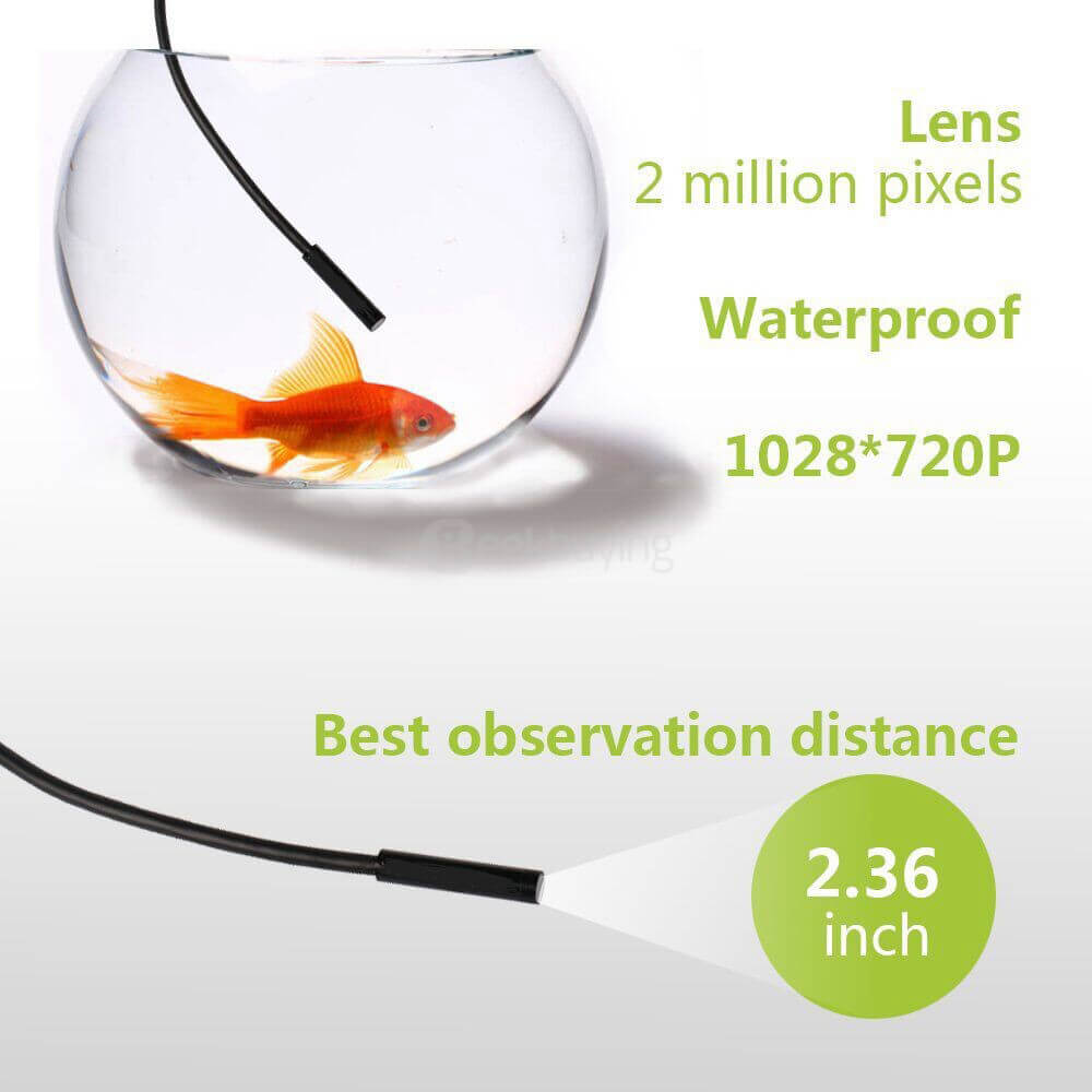 Makibes Android OTG Endoscope 2.0MP Camera Combo USB/Micro 8mm 5M Cable Professional Testing Tool for Android Mobile Phones / PC - Black