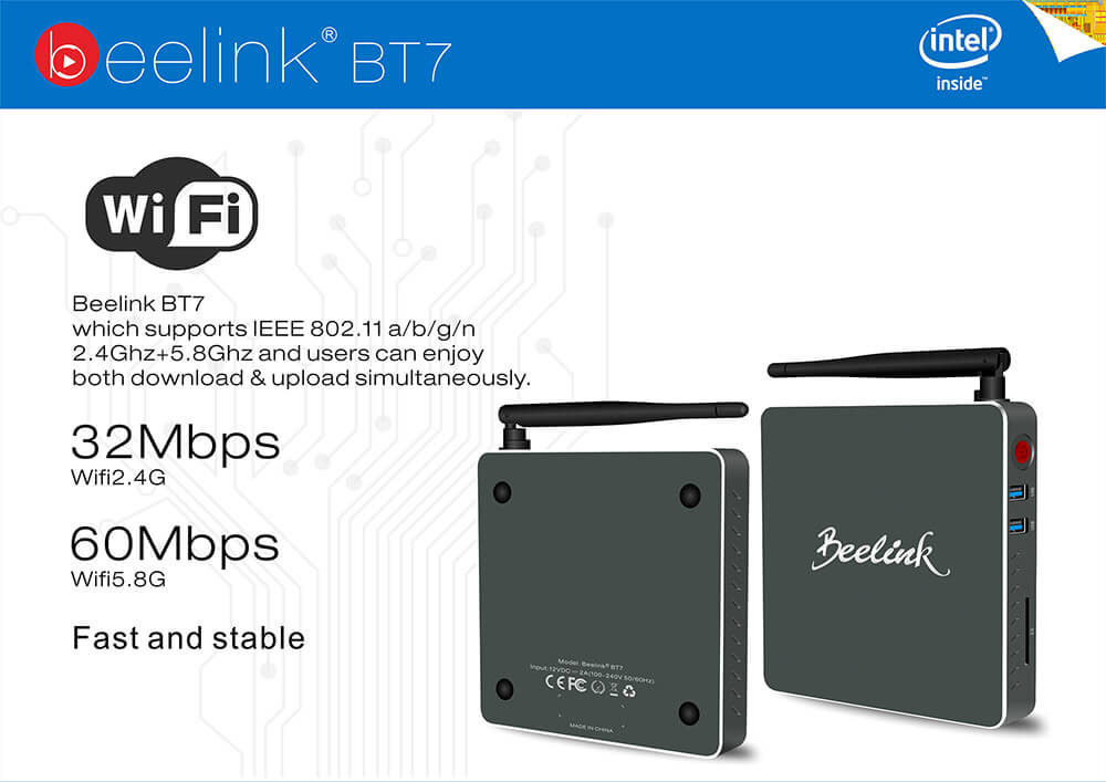 Beelink BT7 Intel Cherry Trail Z8700 4G/128G Barebone Mini PC 2.4G/5.8G WIFI 1000M LAN Bluetooth4.0 HDMI