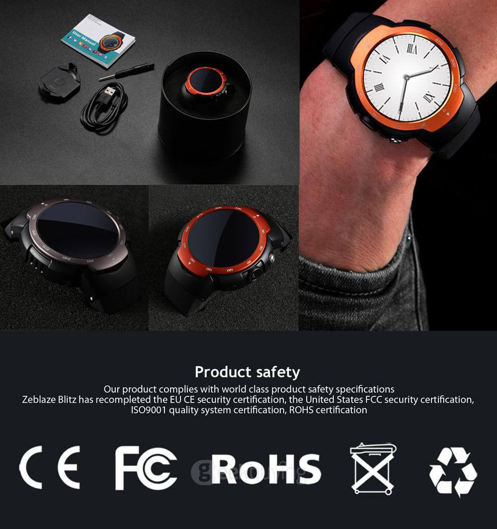 Zeblaze Blitz 3G Smartwatch Phone Android 5.1 MTK6580 Quad Core 1.3GHz 512MB RAM 4GB ROM Bluetooth 4.0 WiFi Google Play GPS Camera - Gray