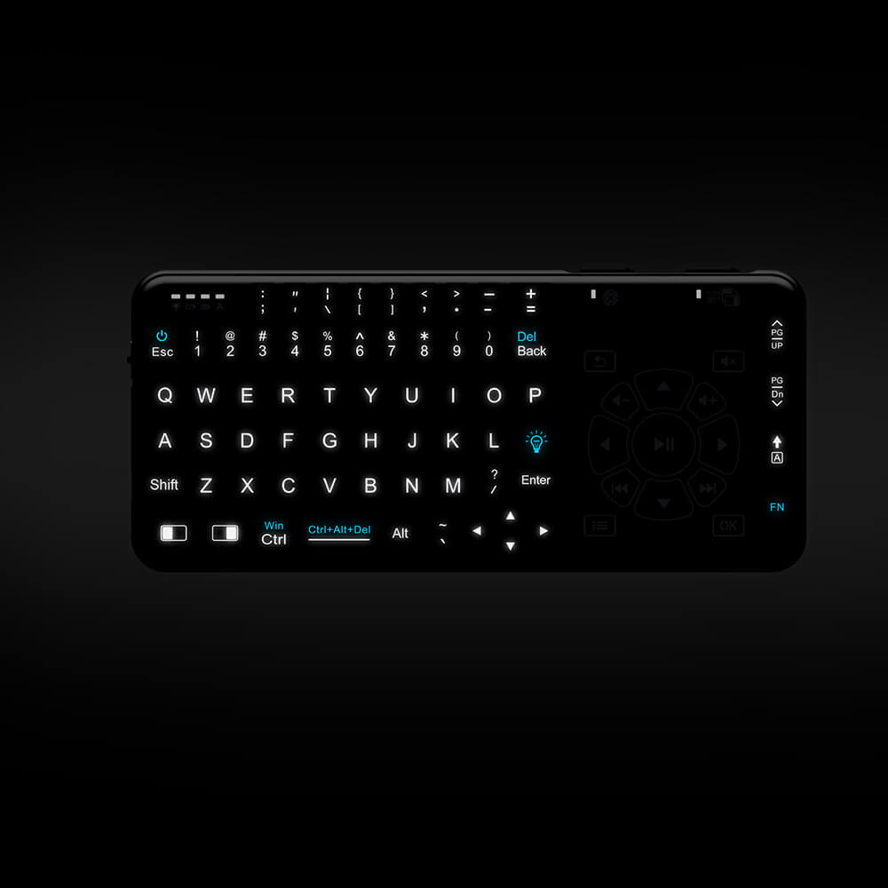 Rii Mini i4 Wireless Handheld Remote Multimedia Backlit Touchpad Keyboard For PC/Laptop/Android Smart TV Box - Black