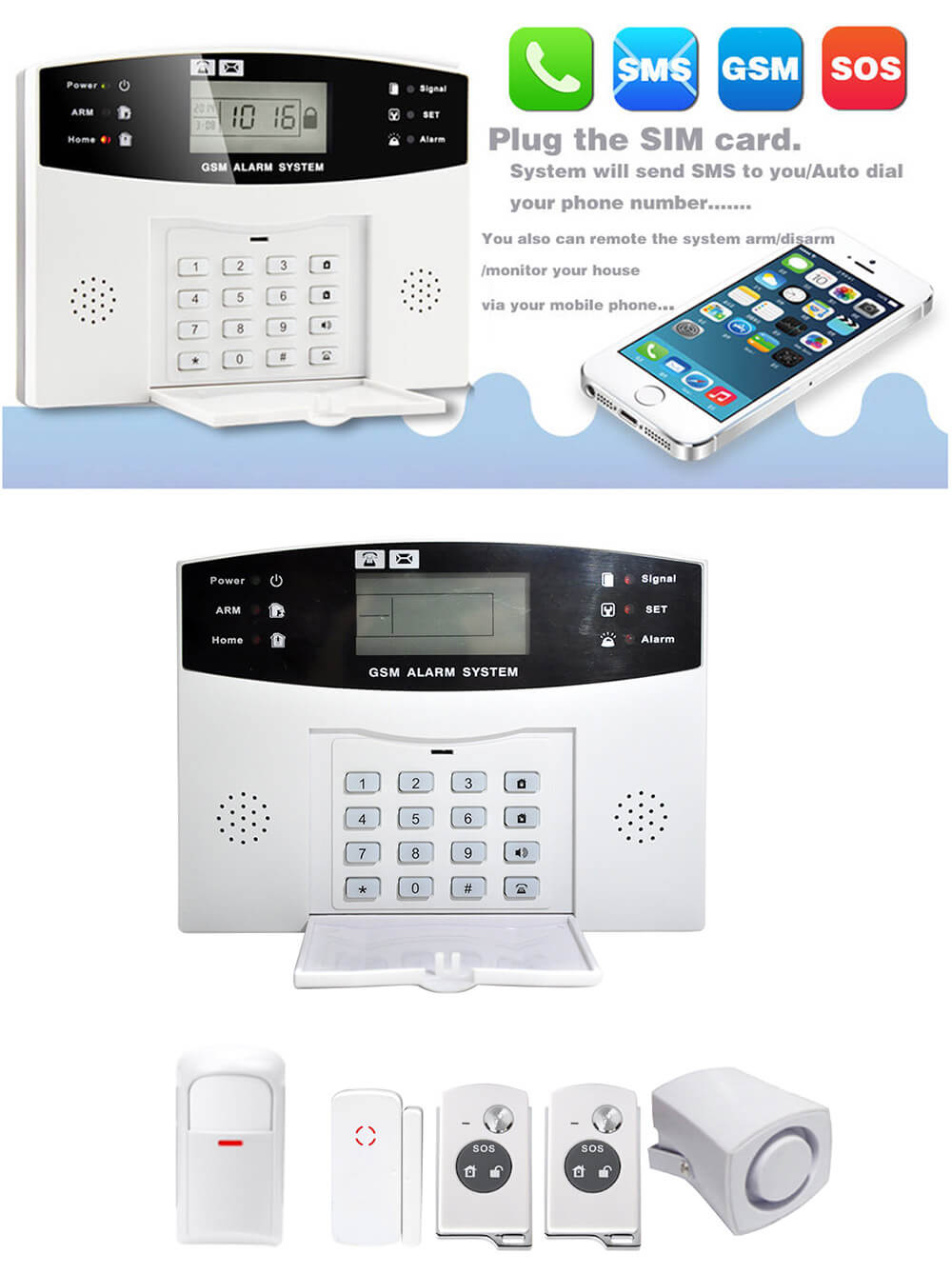 YA-500-GSM LCD Wireless GSM Autodial SMS Home House Office Security Burglar Intruder Alarm System
