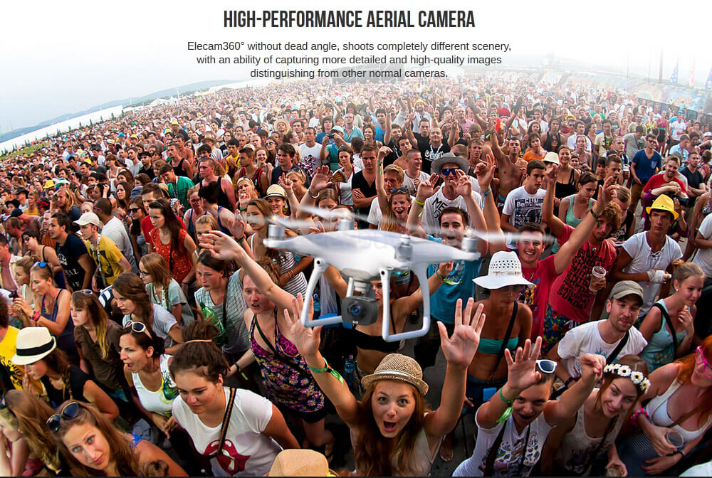[HK Stock] Elephone ELECAM 360 Action Camera Mini VR Camera 360 Degrees SPCA6350M F2.0 Dual Lens OV4689 1080P 30fps Sport Camera - Black