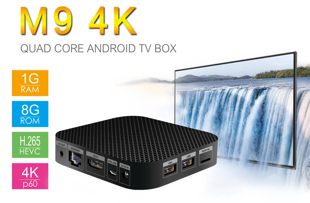 M9 Android 5.1.1 4K TV BOX Amlogic S905 1G/8G WIFI 1000M LAN 10-Bit H.265 KODI Bluetooth4.0
