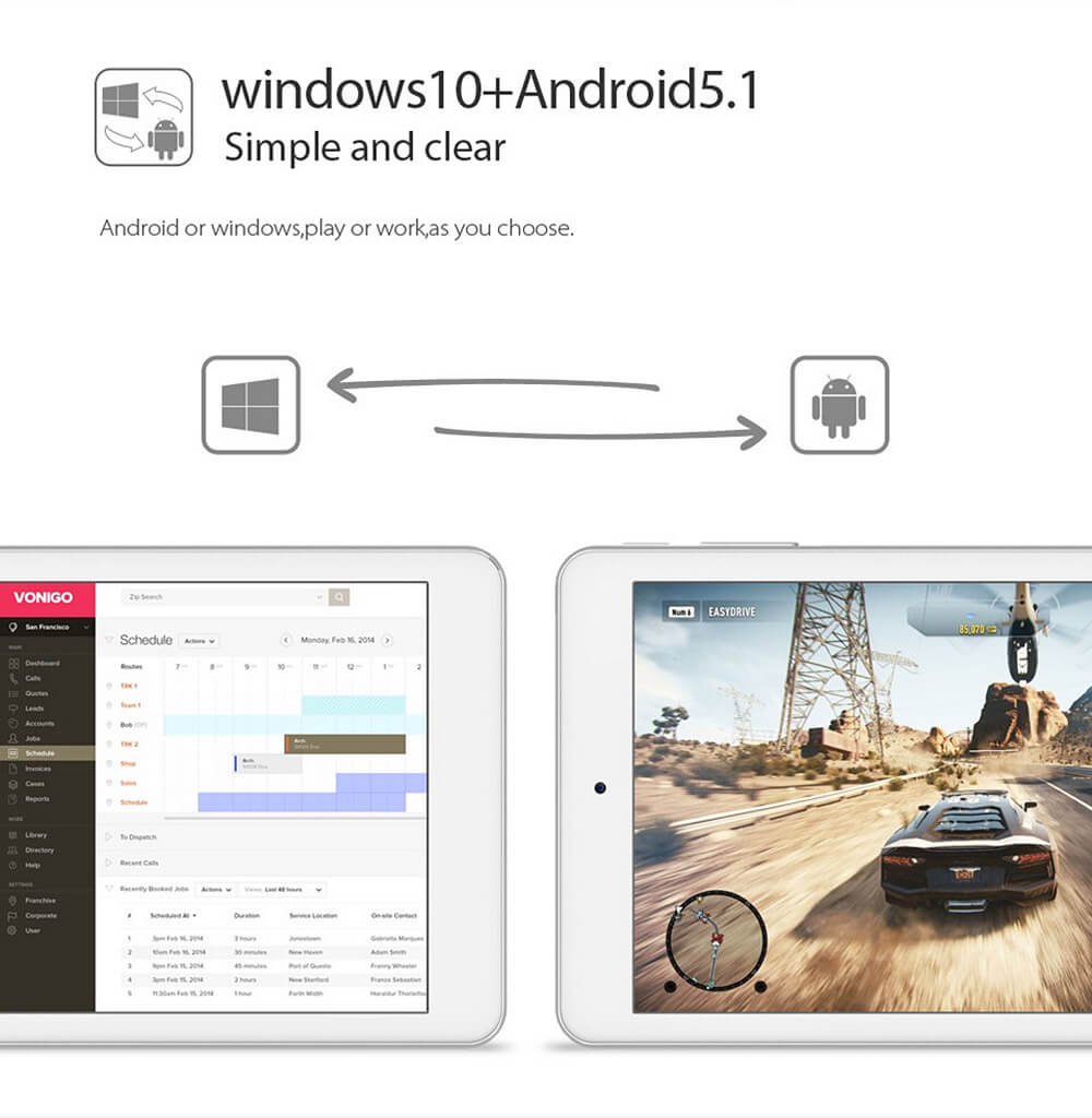 Cube iWork8 Air Tablet 8 inch Intel Cherry Trail Z8300 Dual OS Windows 10 + Android 5.1 2GB/32GB Quad Core 1.84Ghz IPS 1920*1200 - White