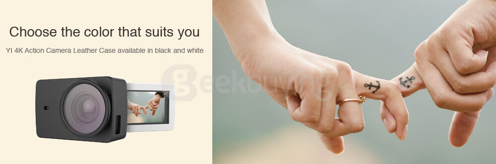 [HK Stock] Original Protective Leather Cover Skin (Black) + UV Protective Lens Cover for Xiaoyi YI 4K+ / YI 4K