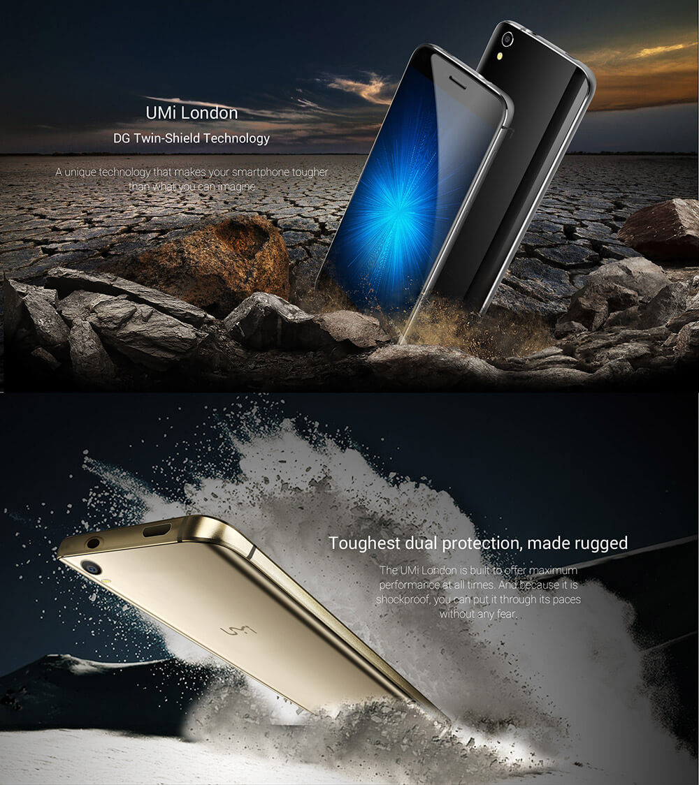 [HK Stock]UMI LONDON 5.0inch 2.5D HD Screen Android 6.0 3G Smartphone MT6580 Quad Core 1GB RAM 8GB ROM 8.0MP+2.0MP WIFI GPS - Black
