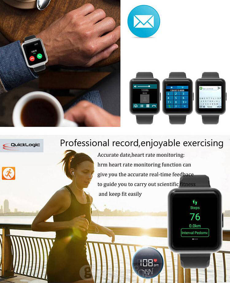 Q1 3G Smartwatch Phone Android 5.1 OS 1.54 inch MTK6580 Quad Core 1.3GHz 1GB RAM 8GB ROM Google Play GPS WiFi Bluetooth 4.1 - Silver