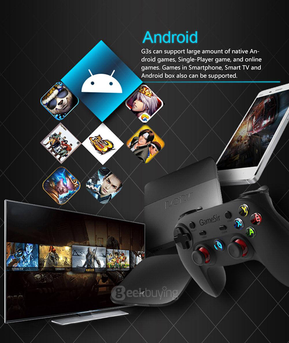 GameSir G3s Enhanced Edition Wireless Gamepad 2.4GHz Bluetooth 4.0 Connection Game Controller for iOS/Android/Windows/PS3 - Green