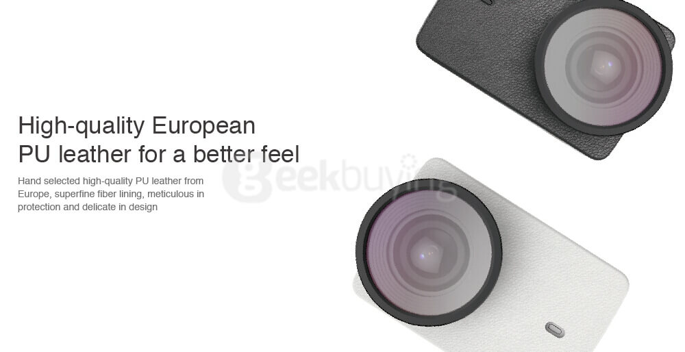 [HK Stock] Original Protective Leather Cover Skin (Black) + UV Protective Lens Cover for Xiaoyi YI 4K+ / YI 4K