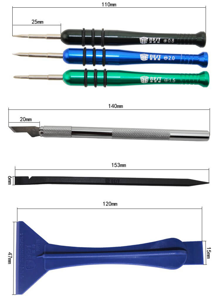 BST-607 12-in-1 Multifunctional Cellphone Disassembled Tools Set for iPhone iPad HTC And More Phones Tablets