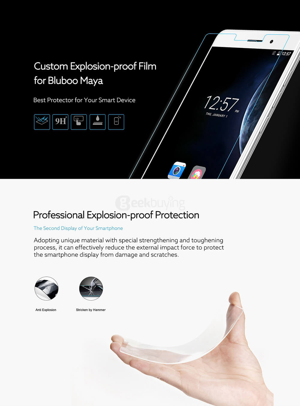 [HK Stock]Original Soft Nano Explosion-proof Protective Film Screen Protector For BLUBOO Maya Smartphone -Transparent