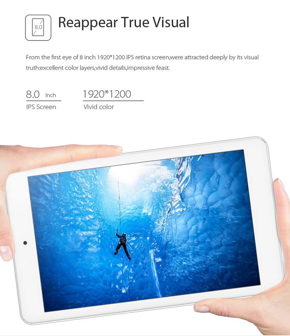 Cube iWork8 Air Tablet 8 inch Intel Cherry Trail Z8300 Dual OS Windows 10 + Android 5.1 2GB/32GB Quad Core 1.84Ghz IPS 1920*1200 - White