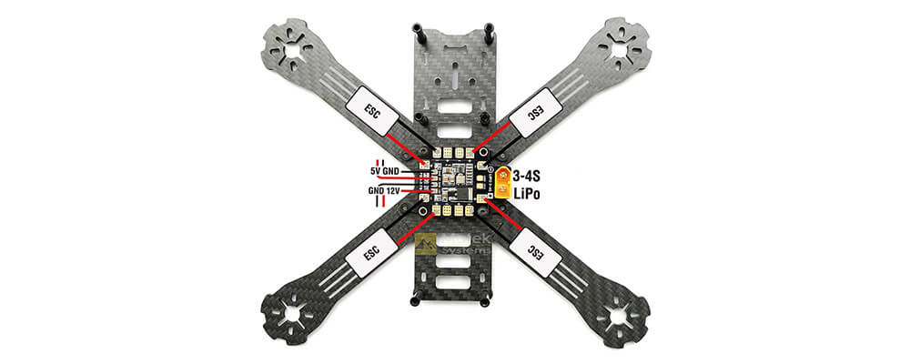 Matek PDB-XT60 Power Distribution Board W/ BEC 5V & 12V 2oz Copper For RC Multirotors