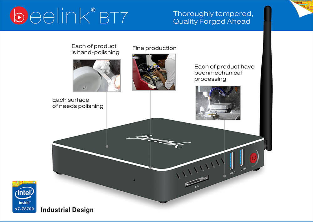 Beelink BT7 Intel Cherry Trail Z8700 4G/320G Barebone Mini PC 2.4G/5.8G WIFI 1000M LAN Bluetooth4.0 HDMI