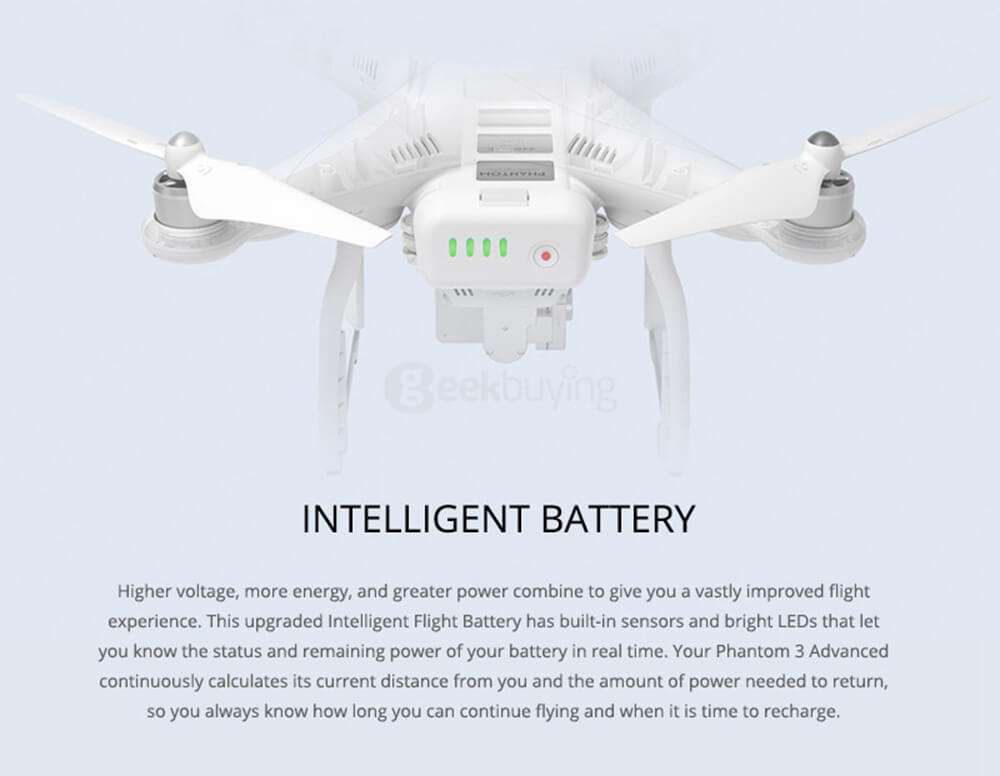 DJI Phantom 3 Advanced Version with 4480mAh Battery 1080P Camera GPS/GLONASS RC Quadcopter- White & Silver