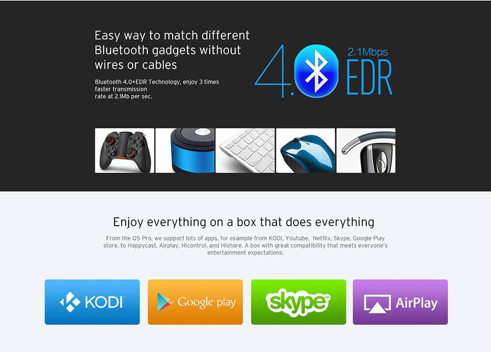 Bundle Himedia Q5 Pro  HI3798CV200 4K@60fps Android 5.1 TV BOX + Rii i8+ 2.4G Wireless Israel Hebrew Language Keyboard Black