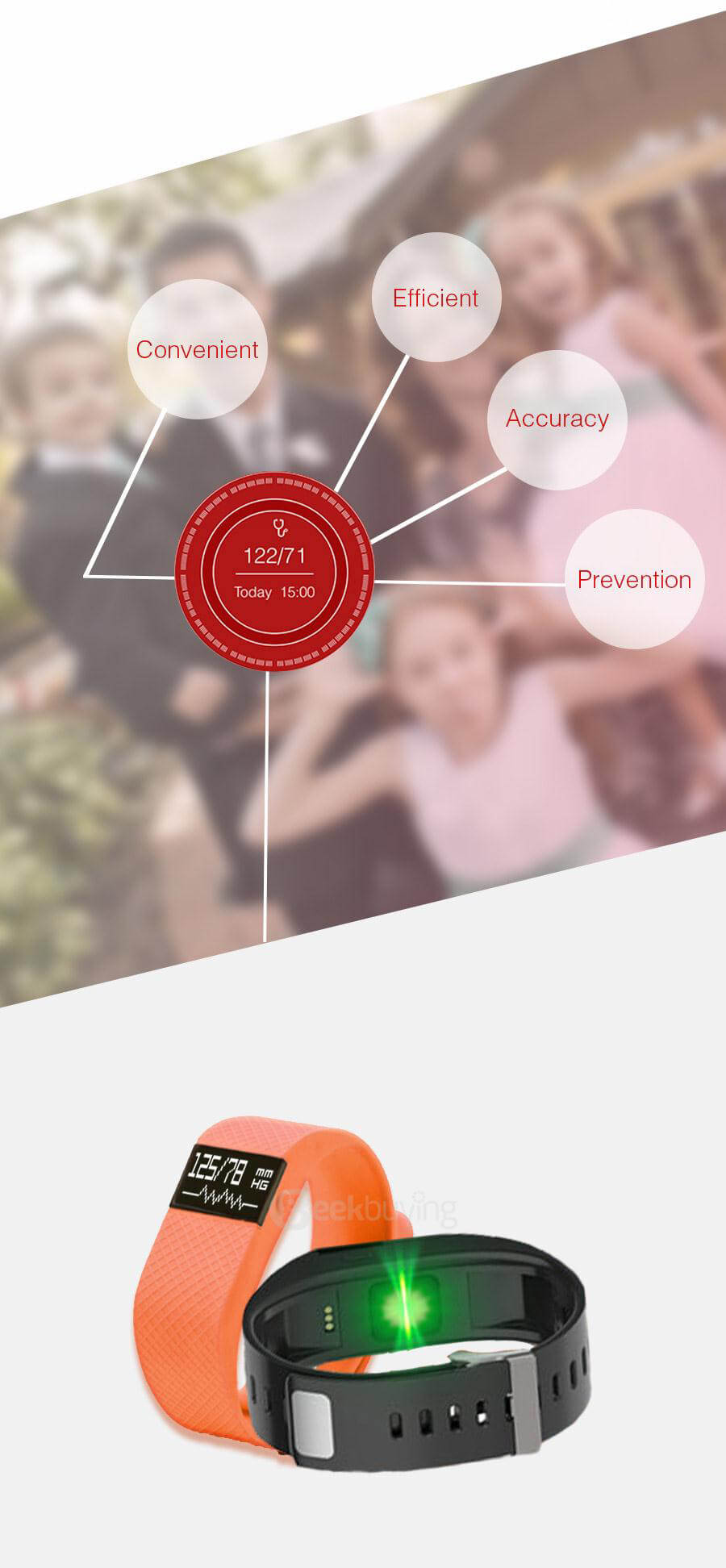 TW68 Bluetooth Smart Bracelet With Blood Pressure Heart Rate Measurement / Pedometer / Sleep Tracker / Fall Reminder / Call Notification For Android iOS - Green