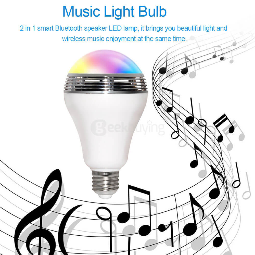 TS-D03 Smart Wireless Bluetooth Speaker Lamp LED Bulb E27 3W with RGB LED Light APP Control for iPhone Android - White