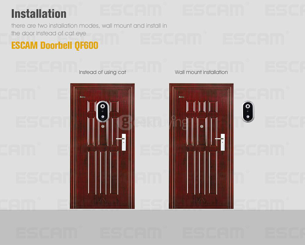 ESCAM QF600 Smart WiFi Doorbell IP Camera 720P HD Wireless Doorbell - Silver