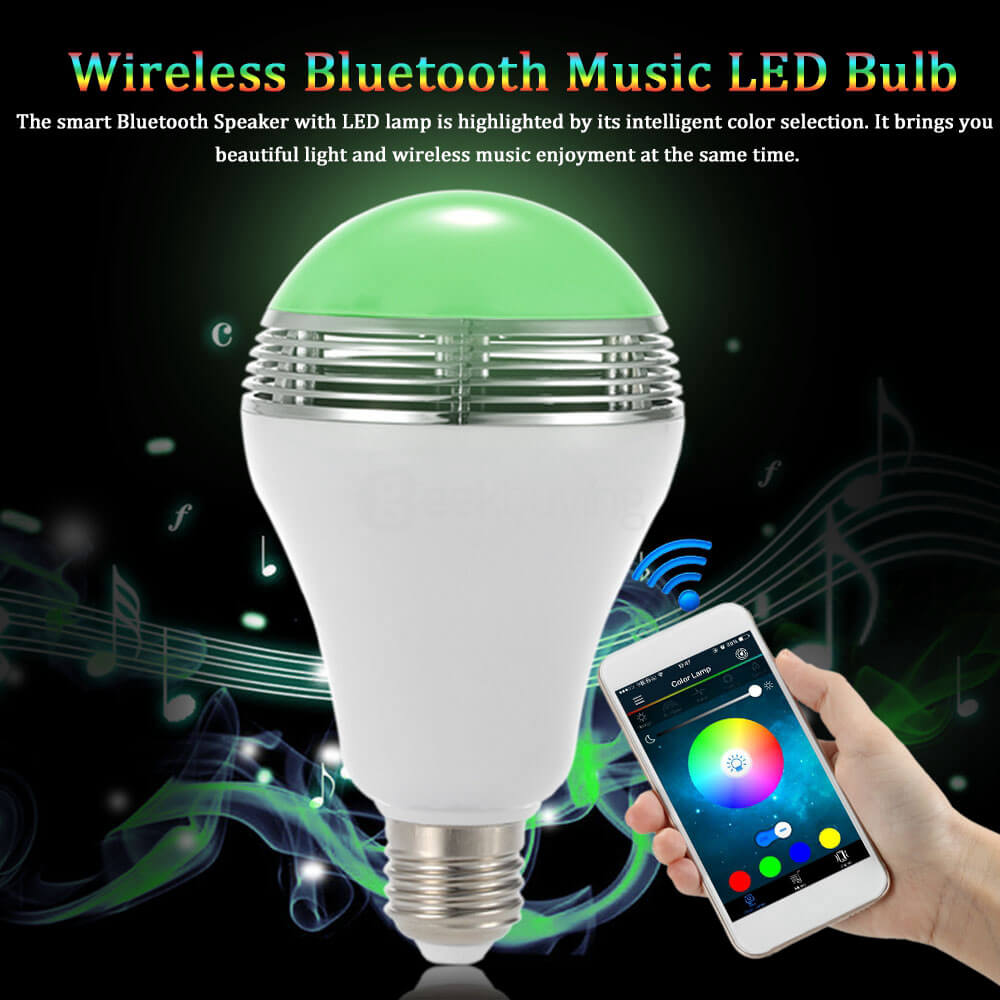 TS-D03 Smart Wireless Bluetooth Speaker Lamp LED Bulb E27 3W with RGB LED Light APP Control for iPhone Android - White