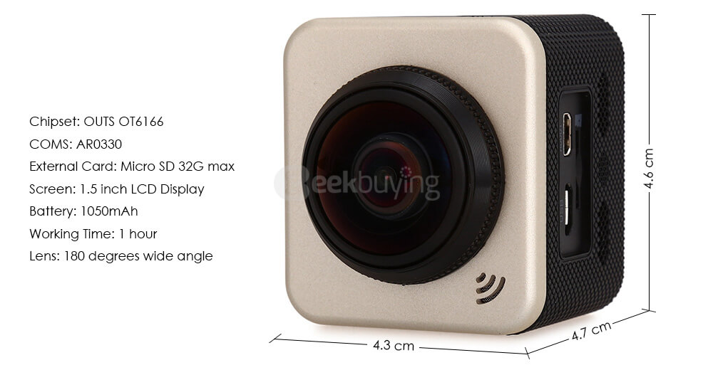 Cube 360S Panorama WiFi 1080P Action Camera 1.5