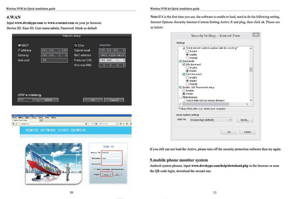 IPC-W4720 NVR WiFi Wireless IP Camera HD 720P HDMI Input 100W Resolution IP Camera Suite - Black