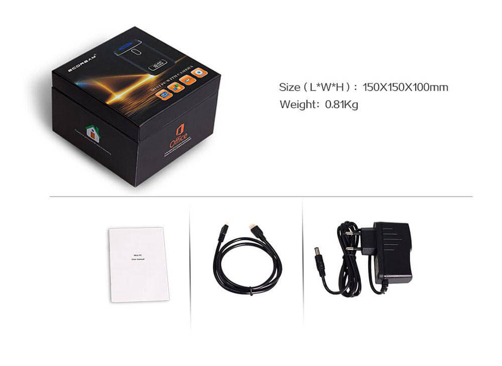 ECDREAM V6W Licensed Windows 10 Z8300 4G/64G 2.0MP Camera MINI PC Intel 802.11ac WIFI Bluetooth MIC LED Display