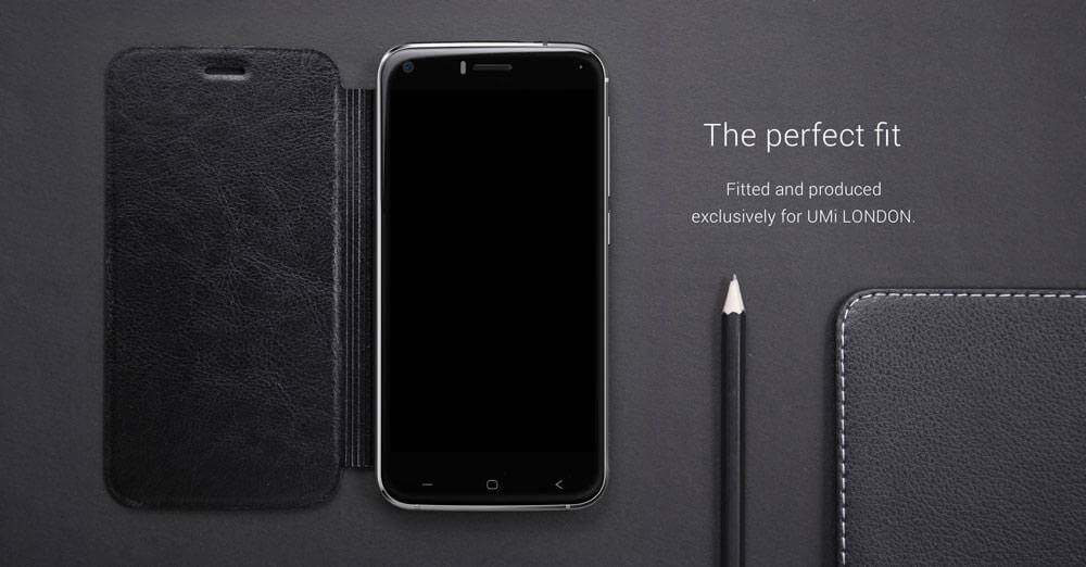 [HK Stock]Original Leather Case Smart Flip Cover Protective Standing Phone Holder Case For UMI LONDON Smartphone - Black
