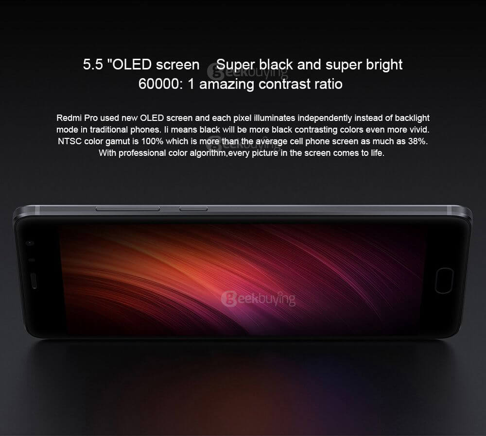 Xiaomi Redmi Pro 5.5inch OLED FHD Screen 4G VoLTE Android 6.0 Smartphone Helio X25 Deca Core 2.5GHz 3GB 64GB TOUCH ID Brushed Metal Body Type-C 4050 mAh - Gray