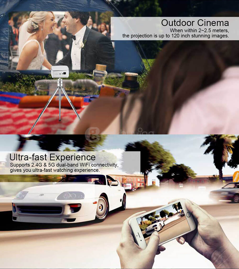 P03 Portable Pico DLP Projector 1080P HD Multi-media 120