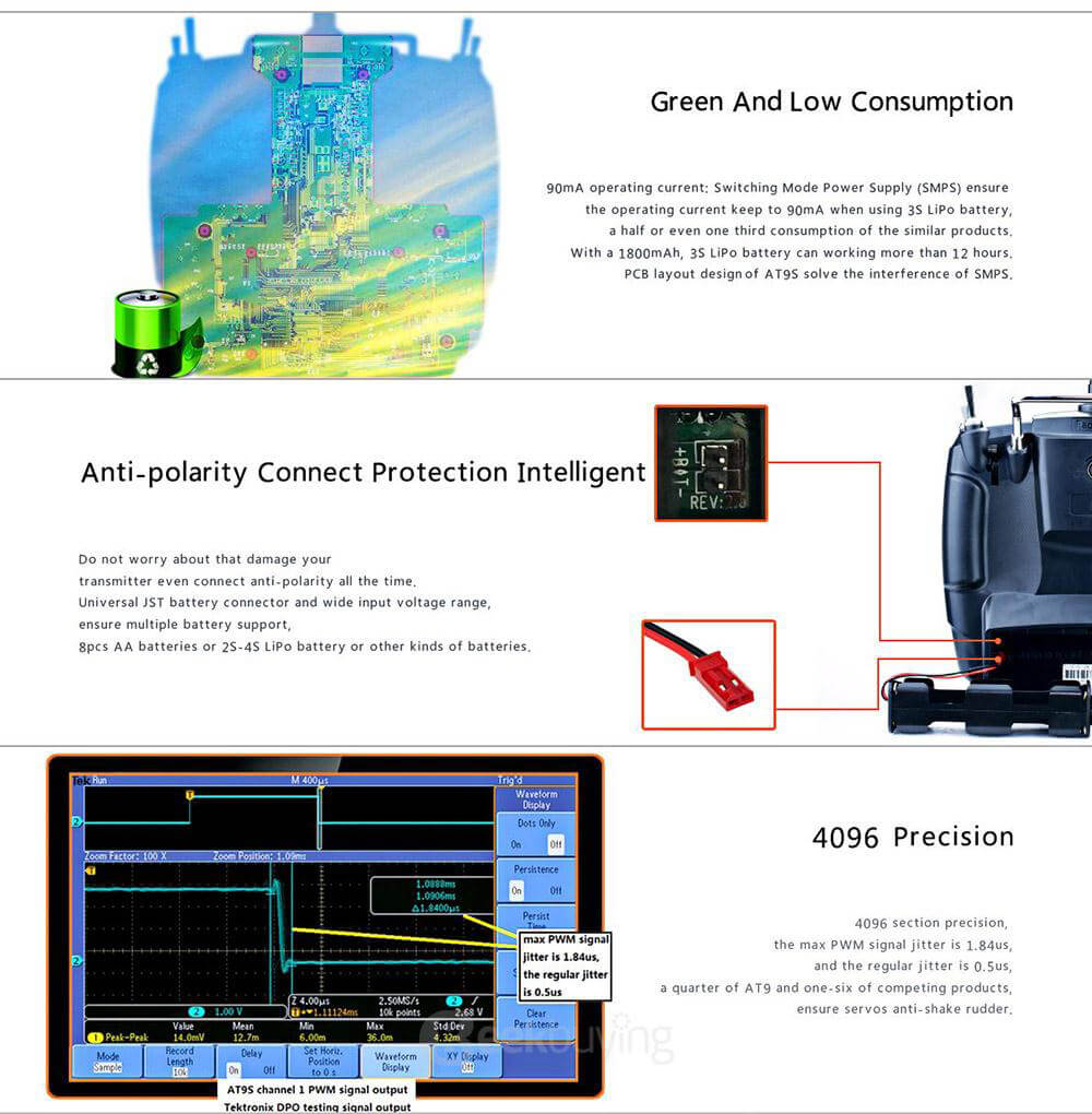 RadioLink AT9S 2.4GHz 10CH Upgrade Transmitter with R9DS DSSS&FHSS Receiver