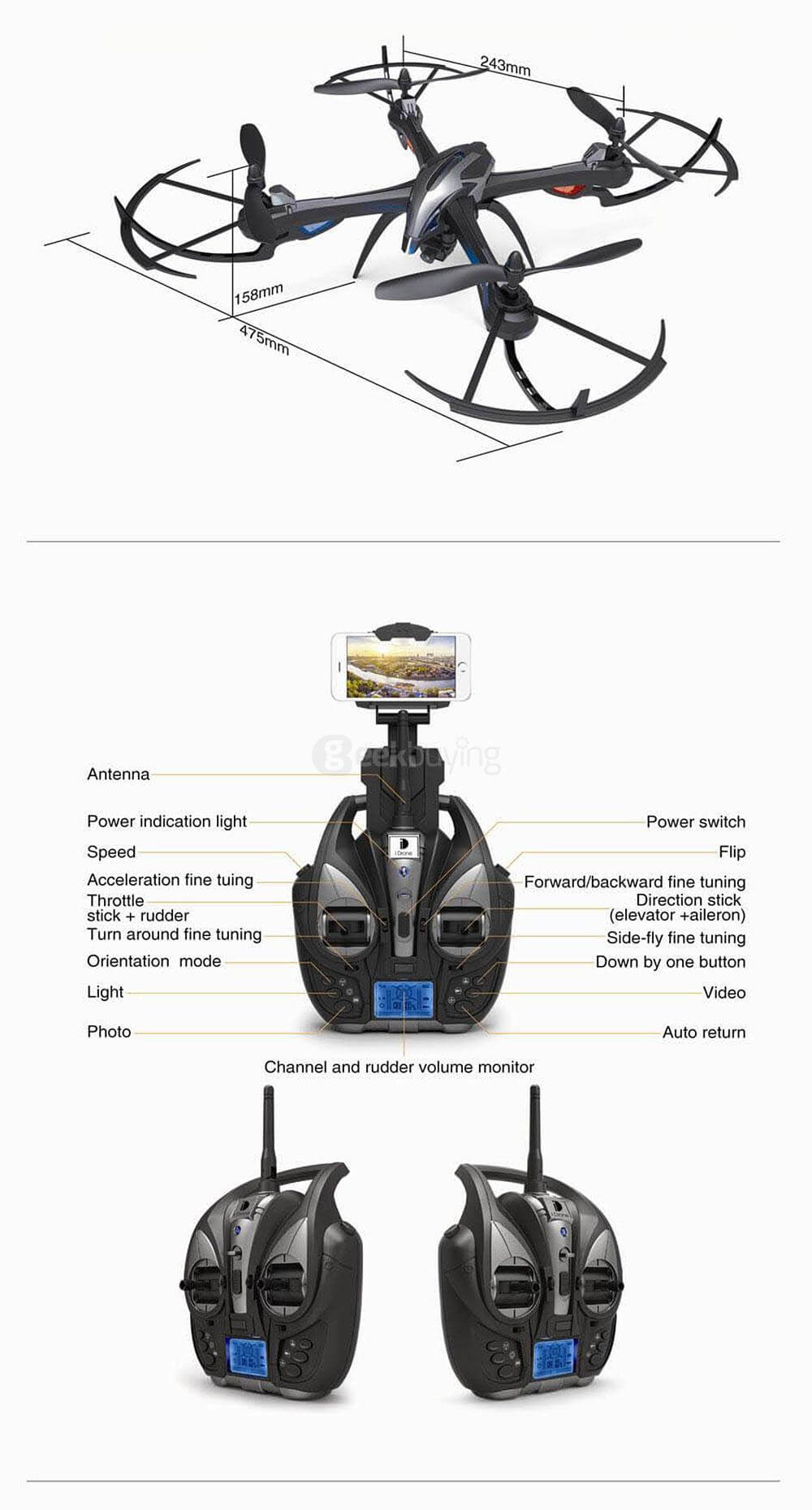 YiZhan I8H WiFi FPV Altitude hold mode With 0.3MP Camera 2.4G 6Aixs Gyro RC Quadcopter RTF
