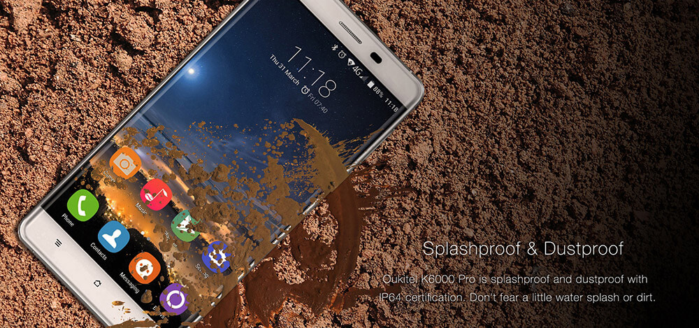 [Spain Stock]OUKITEL K6000 Pro 5.5inch LTPS 2.5D FHD 4G 6000mAh Android 6.0 Smartphone 64-Bit MTK6753 Octa Core 3GB 32GB 16.0MP Touch ID Flash Charge OTG - Grey