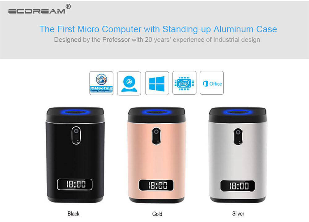 ECDREAM V6W Licensed Windows 10 Z8300 4G/64G 2.0MP Camera MINI PC Intel 802.11ac WIFI Bluetooth MIC LED Display