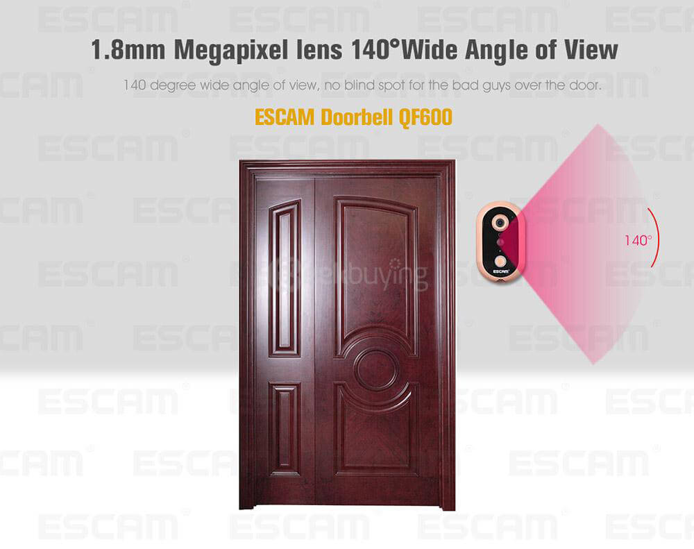 ESCAM QF600 Smart WiFi Doorbell IP Camera 720P HD Wireless Doorbell - Golden
