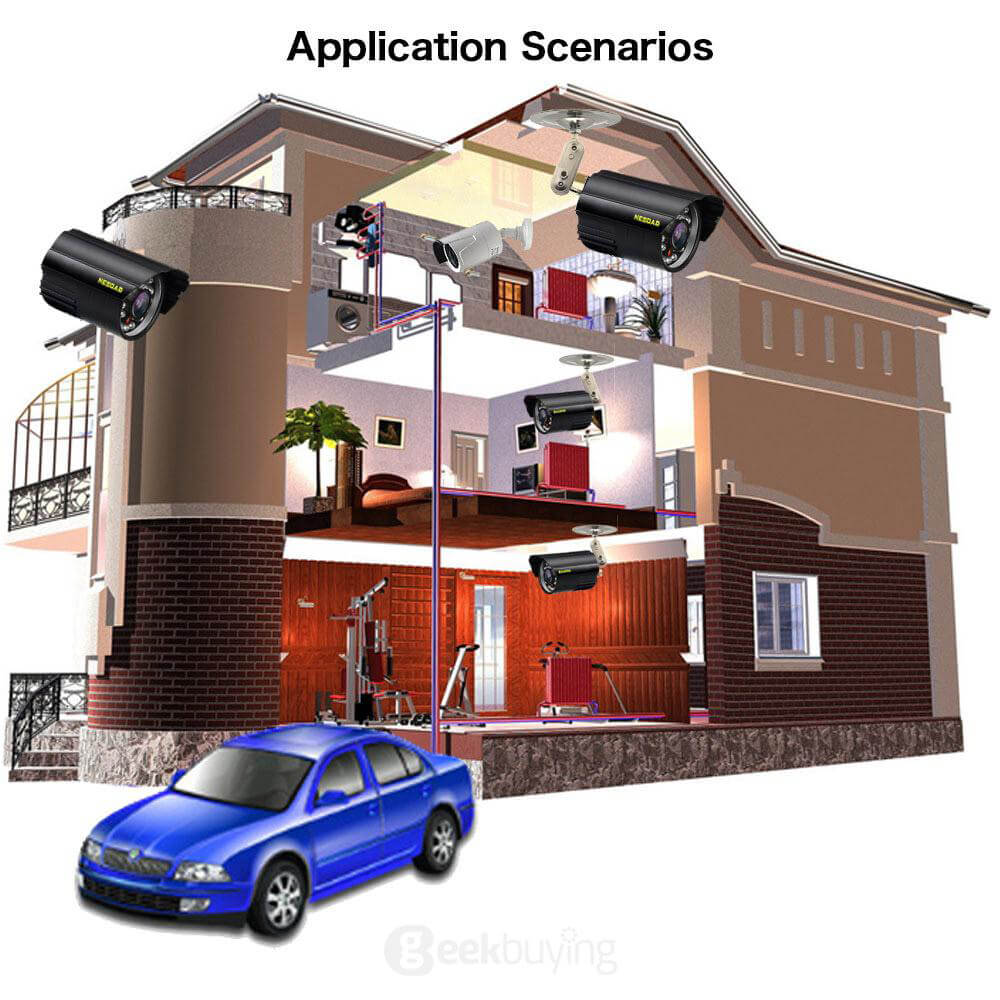 A4M900C1E0 4CH 960H DVR HD Security Camera System with 4 Indoor/ Outdoor Night Vision 900 TVL Lines Security Cameras Kit