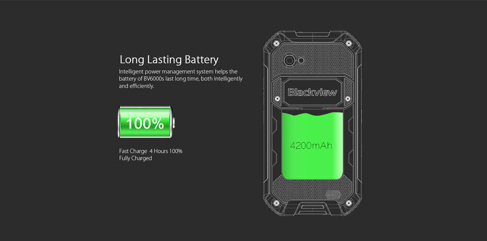 [HK Stock]Blackview BV6000S 4.7inch HD IP68 Waterproof 4G LTE Android 6.0 Rugged Smartphone MT6735 Quad-core 2GB 16GB 8.0MP NFC 4200mAh Fast Charge - Black