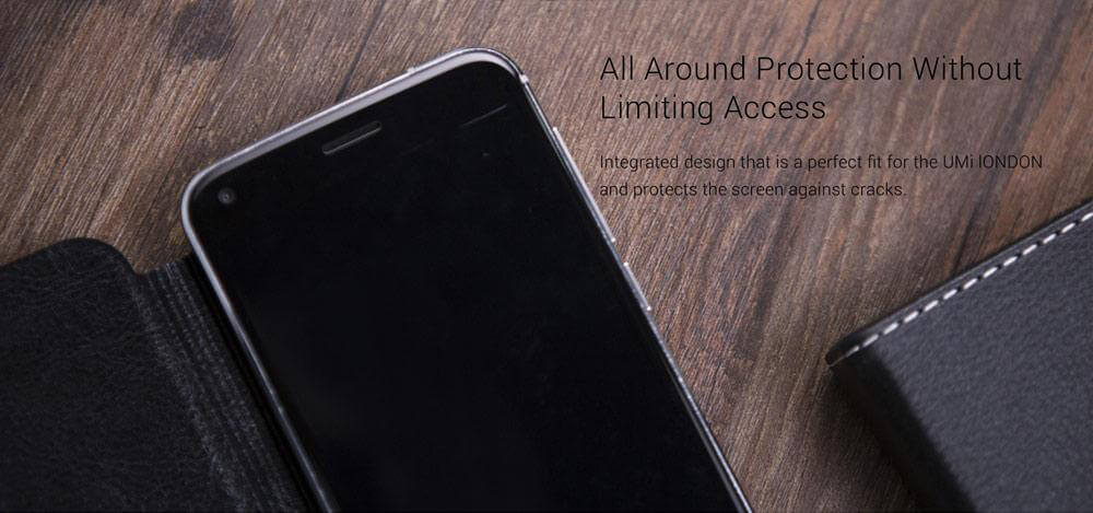 [HK Stock]Original Leather Case Smart Flip Cover Protective Standing Phone Holder Case For UMI LONDON Smartphone - Black