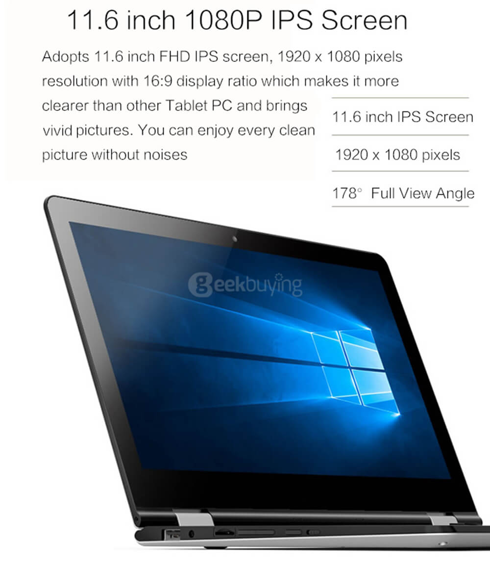 Onda oBook 11 Ultrabook Laptop 11.6 inch WINDOWS 10 + ANDROID 5.0 4GB/64GB Intel Cherry Trail Z8300 Quad Core 1.84GHz IPS 1920*1080 - Silver